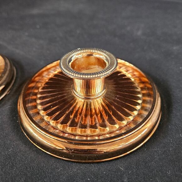 Vintage Low Brass Candlestick Holders Set of 2 Made in Japan MCM - Picture 3 of 7